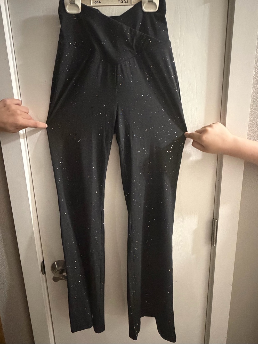 Black Stretchy Sparkle Pants girls